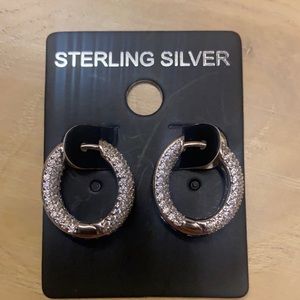 Sterling silver pave hoops